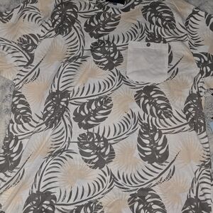 Men's Tropical Leaf Print T-Shirt with Pocket - Nwt